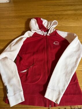 Nike Women’s Sz M Cincinnati Reds Red & White Full Zip Hoodie with 'C' Logo